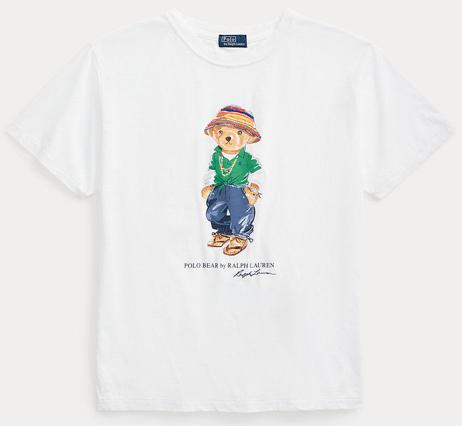 Women TEDDY BEAR T-SHIRT WHITE GREEN CAP