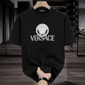 Women Versace Black Tshirt (White Print)
