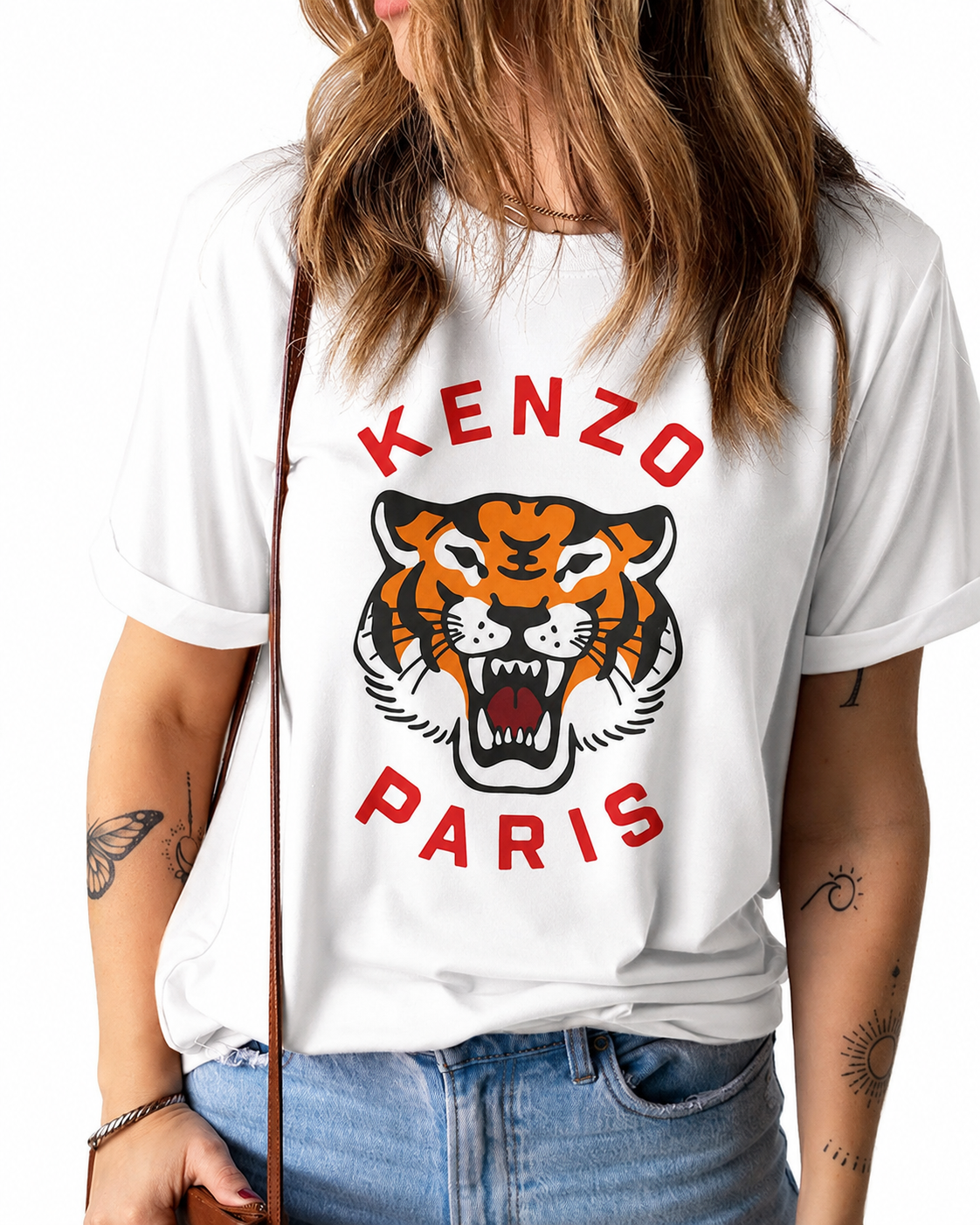 Women Kenzo (White) Tiger Big Print