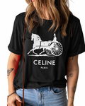 Women Celine Black Tshirt