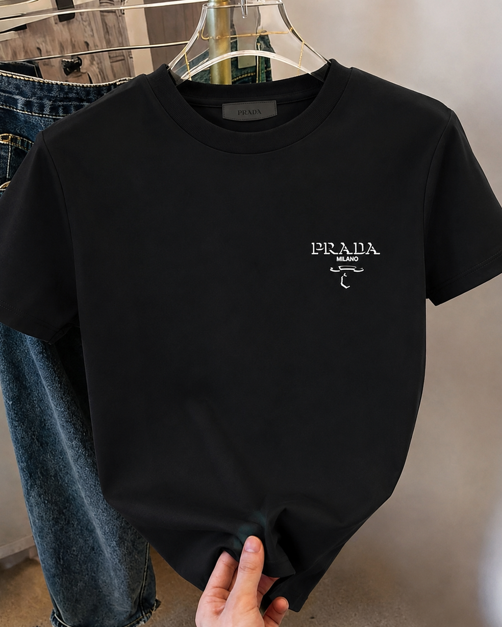 Women Prada Black Tshirt (small logo)