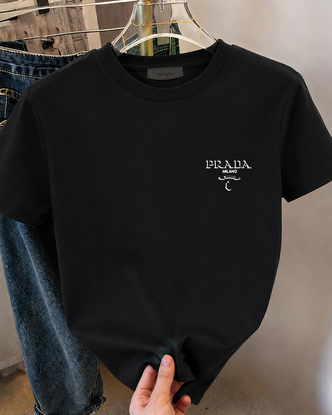 Women Prada Black Tshirt (small logo)