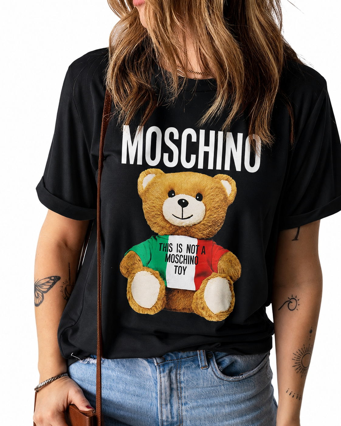 Women Moschino Black Tshirt (Big teddy)
