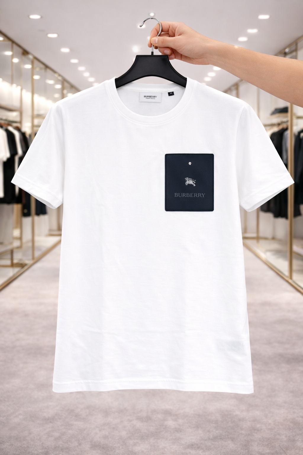 Women Burberry pocket Tshirt White (Supima Cotton)