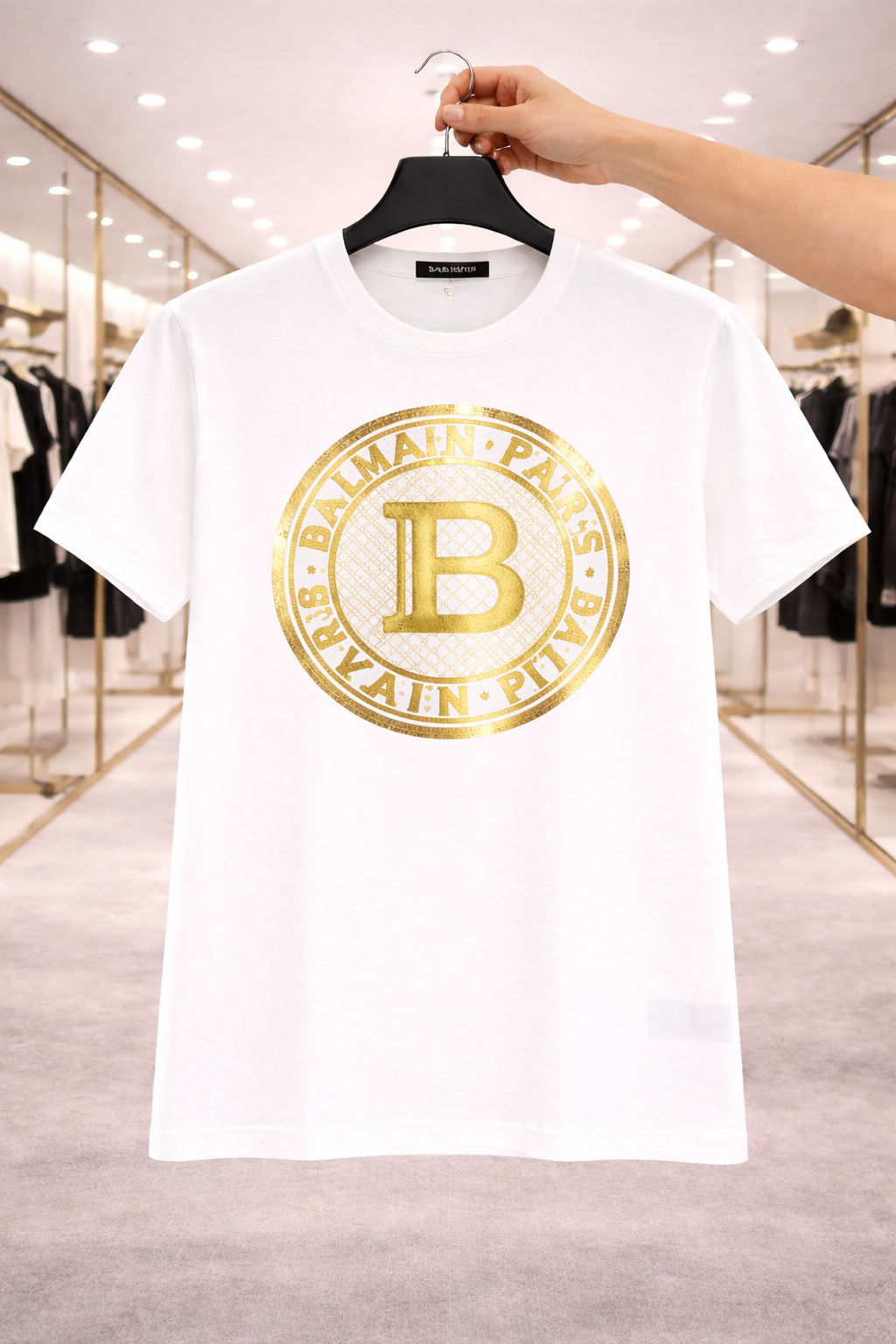 Women Balmain Gold Tshirt White (Supima Cotton)