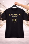 Women Balmain Gold Tshirt Black (Supima Cotton)