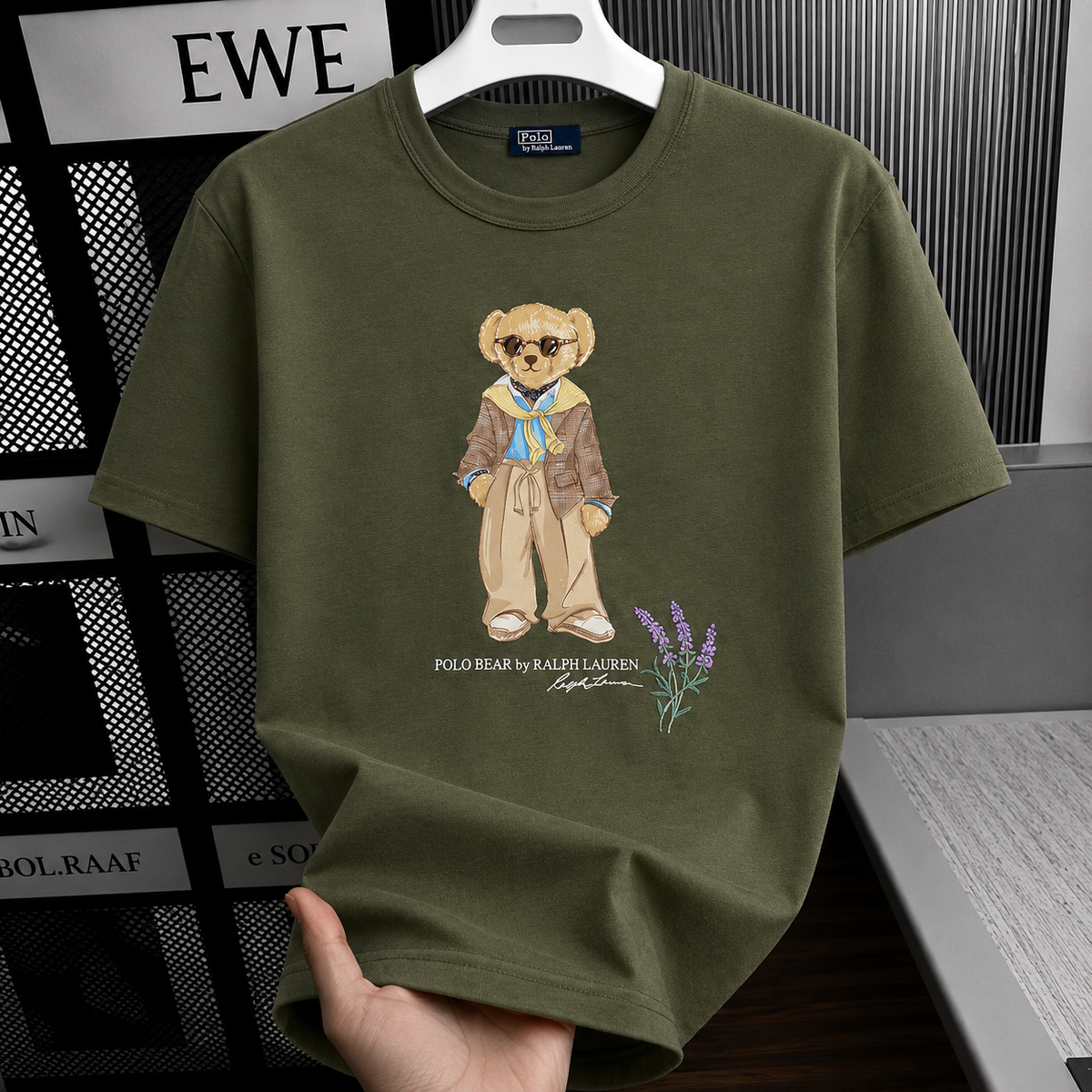 Women TEDDY BEAR T-SHIRT OLIVE