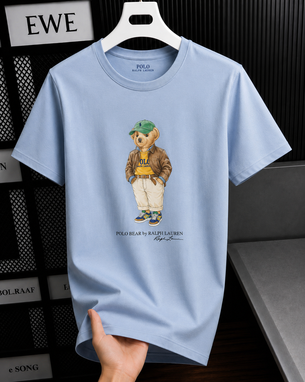 Women TEDDY BEAR T-SHIRT Sky cap