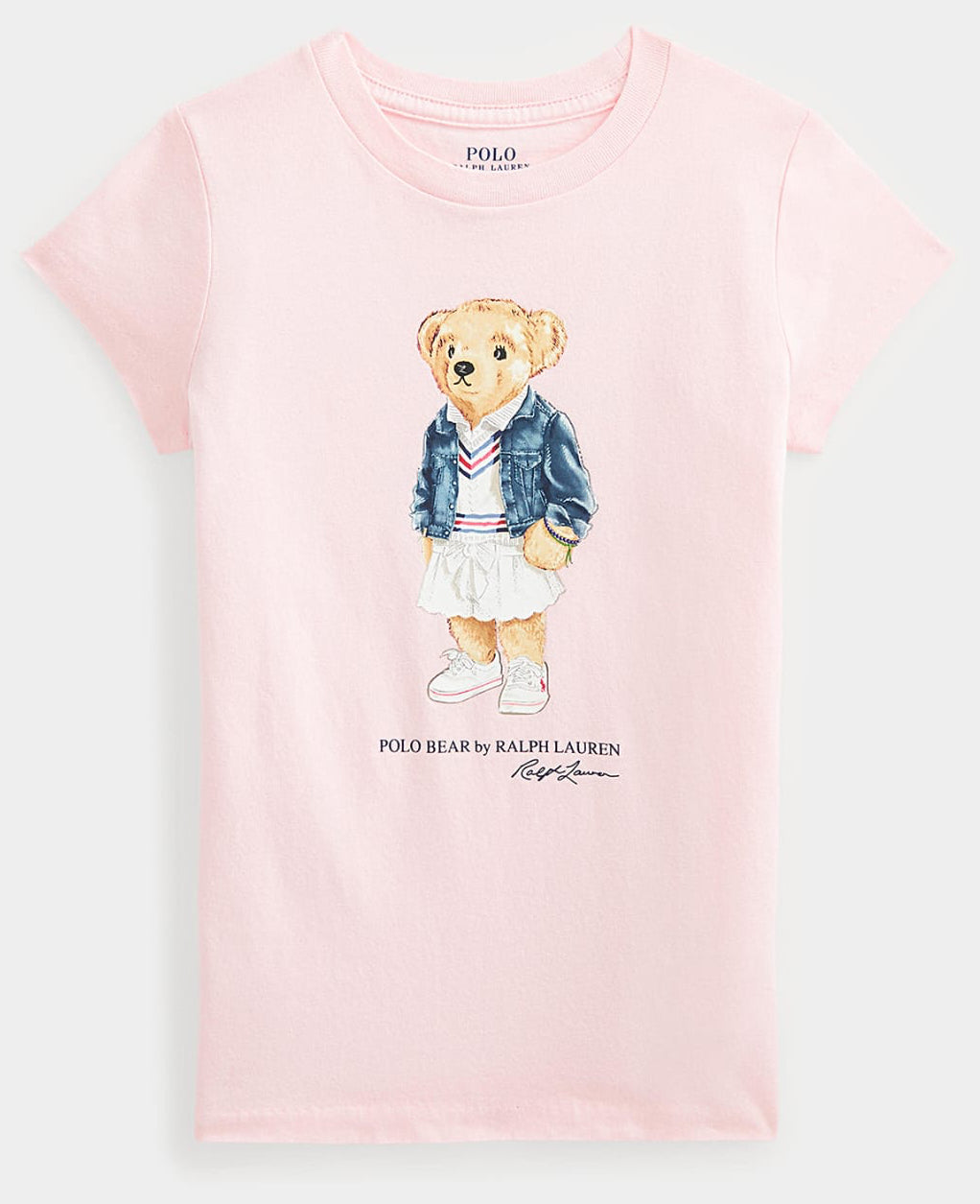 Women TEDDY BEAR T-SHIRT Pink (Blue jacket)
