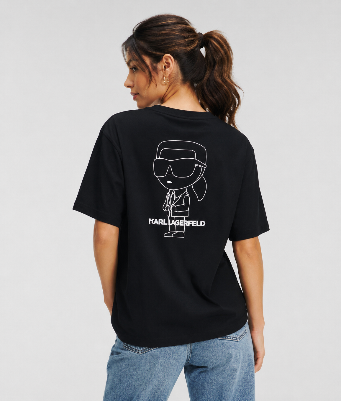 Women KARL Outline Logo Front Back (Black)