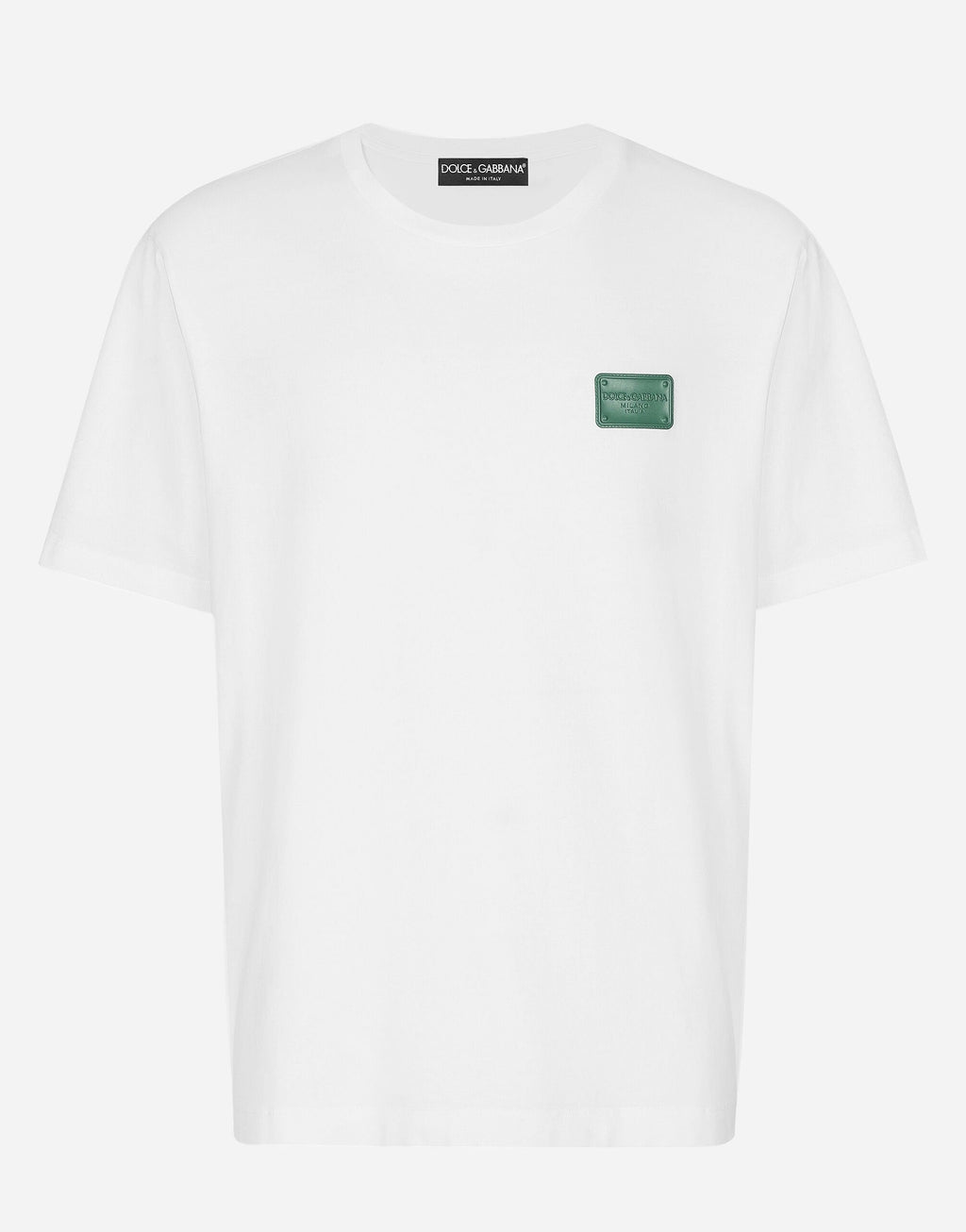 Women D&G White Tshirt (Green Leather Badge)
