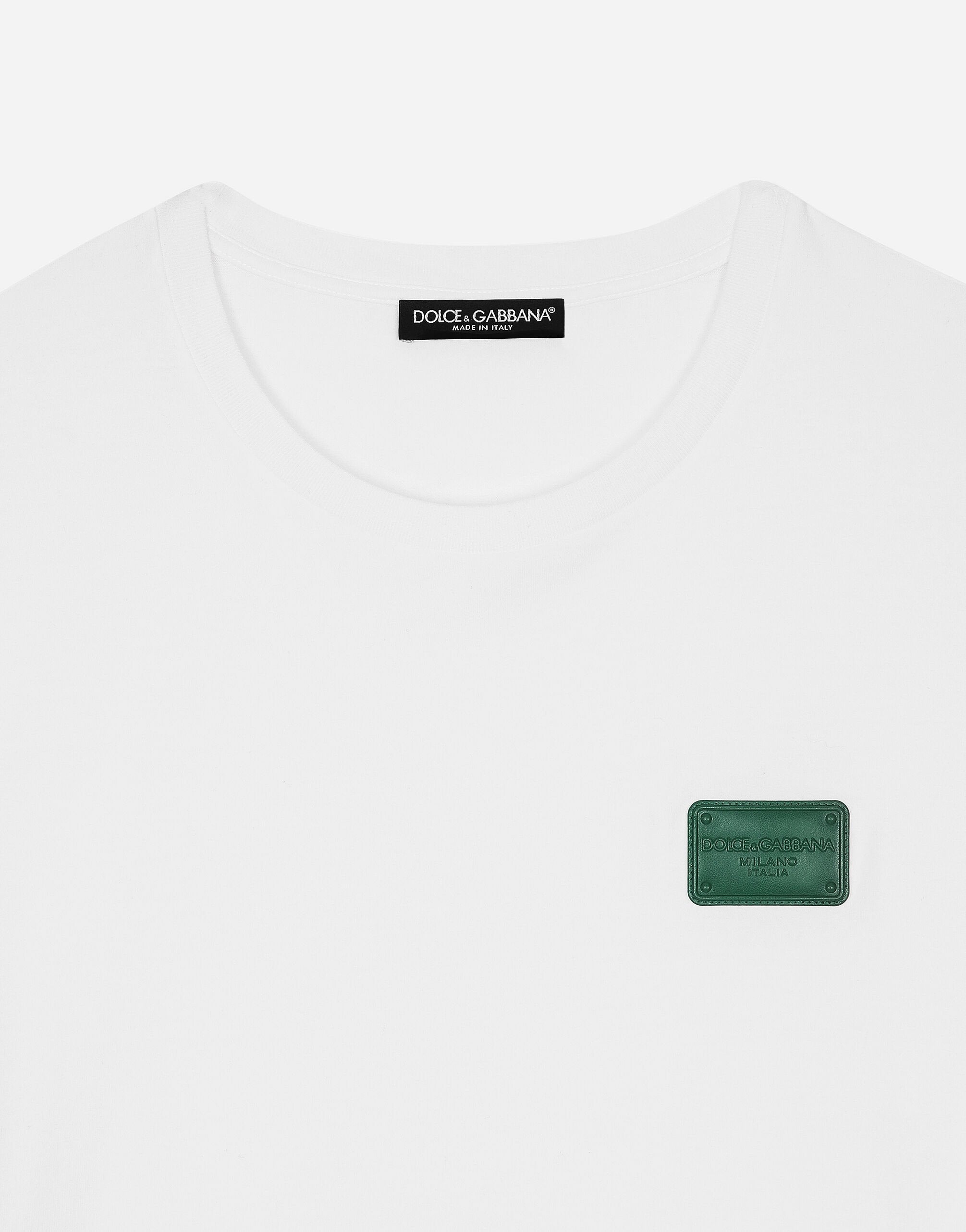 Women D&G White Tshirt (Green Leather Badge)