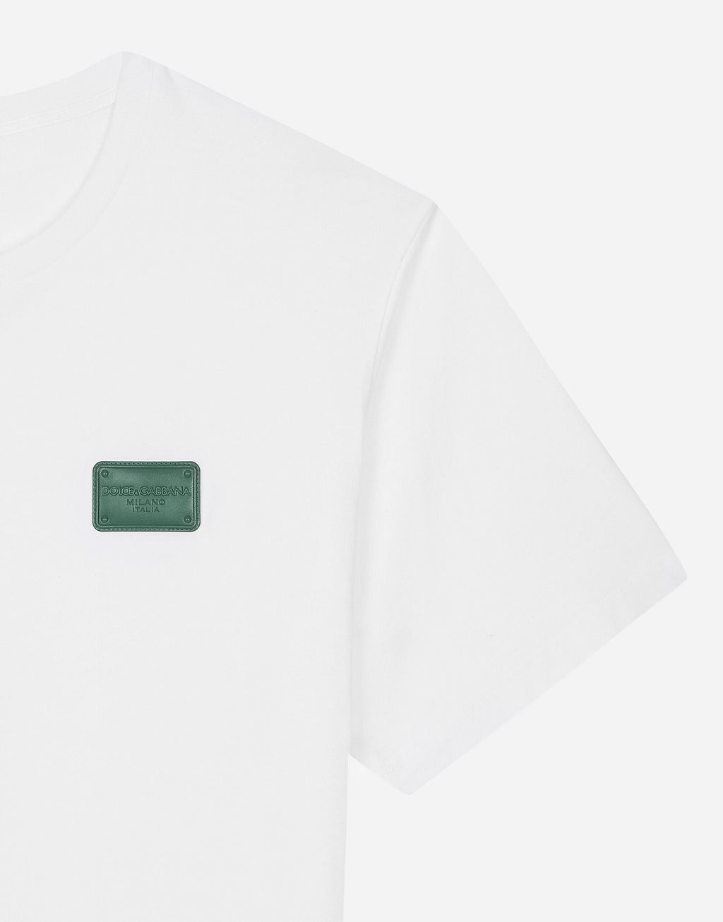 Women D&G White Tshirt (Green Leather Badge)