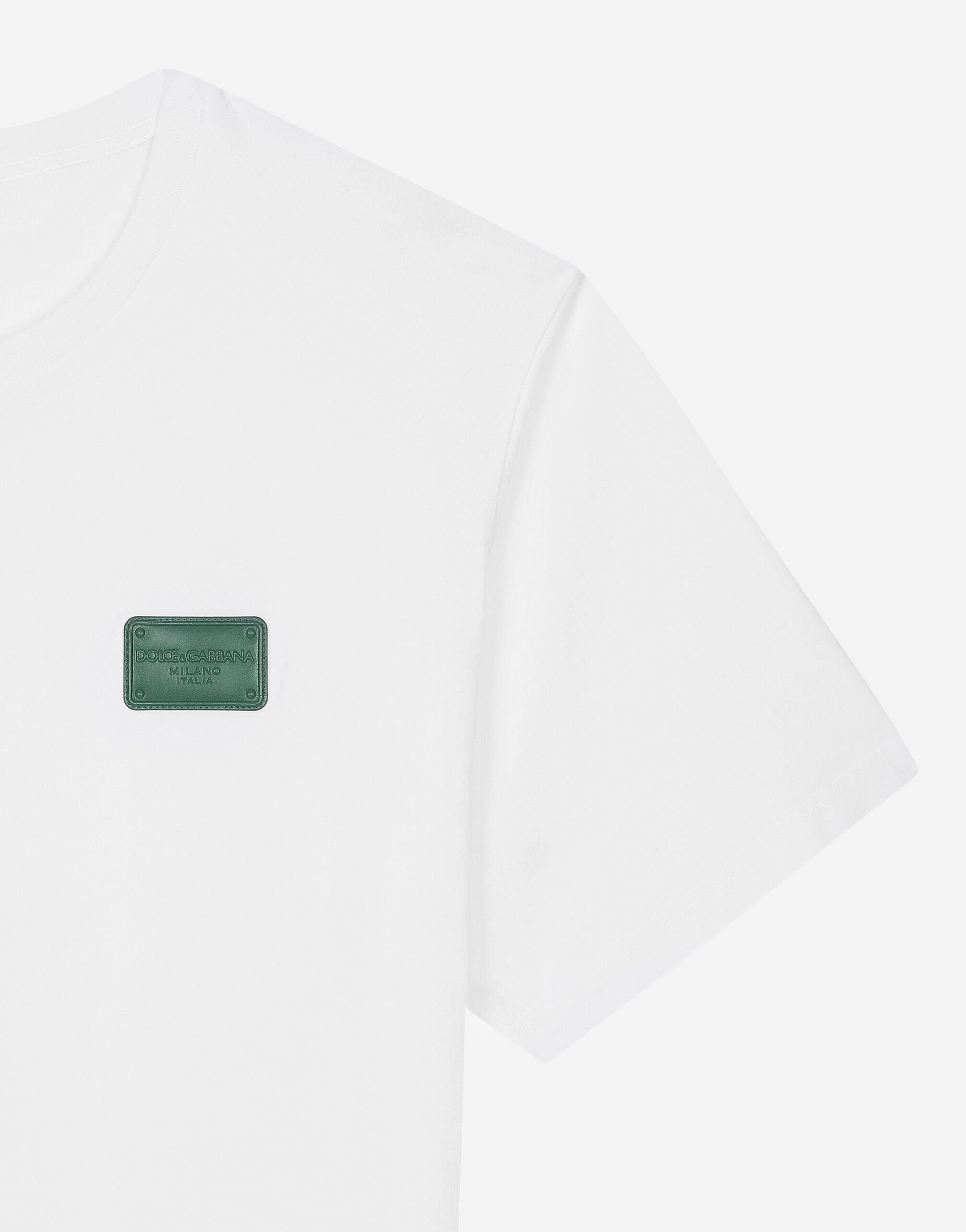 Women D&G White Tshirt (Green Leather Badge)