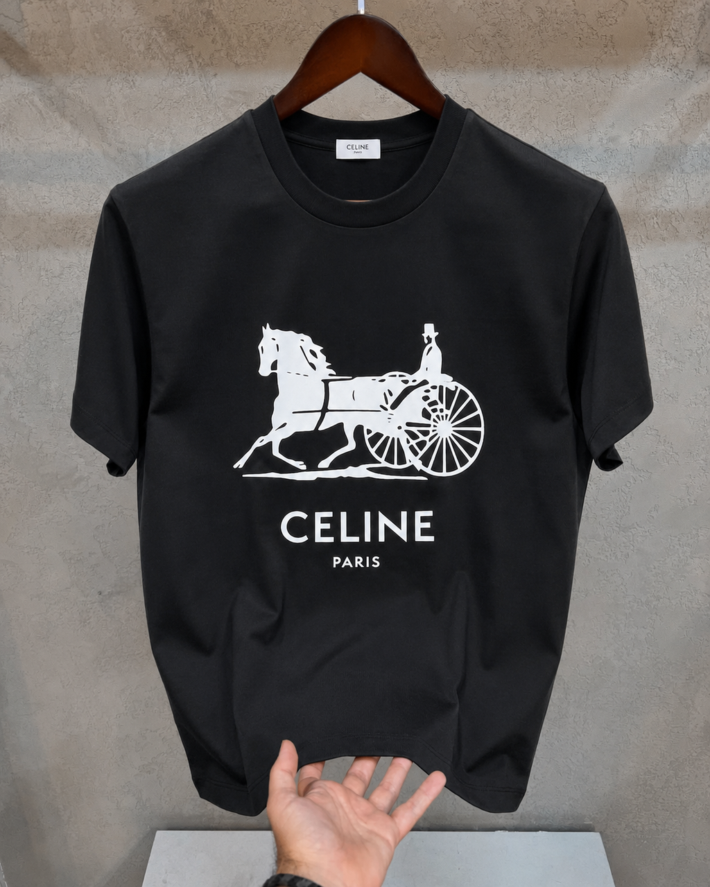 Women Celine Black Tshirt