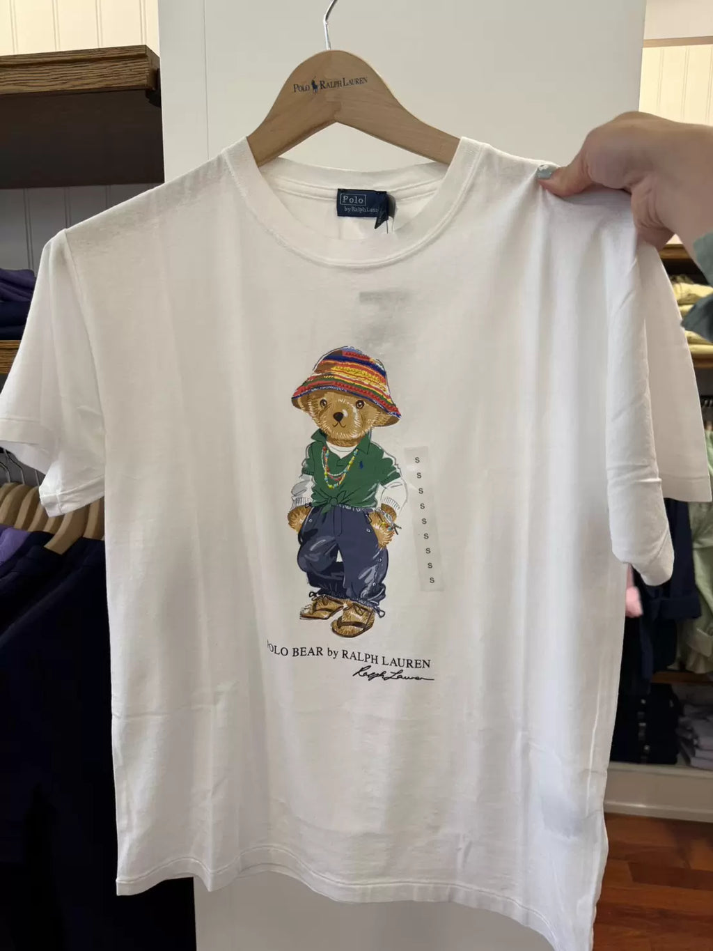 Women TEDDY BEAR T-SHIRT WHITE GREEN CAP