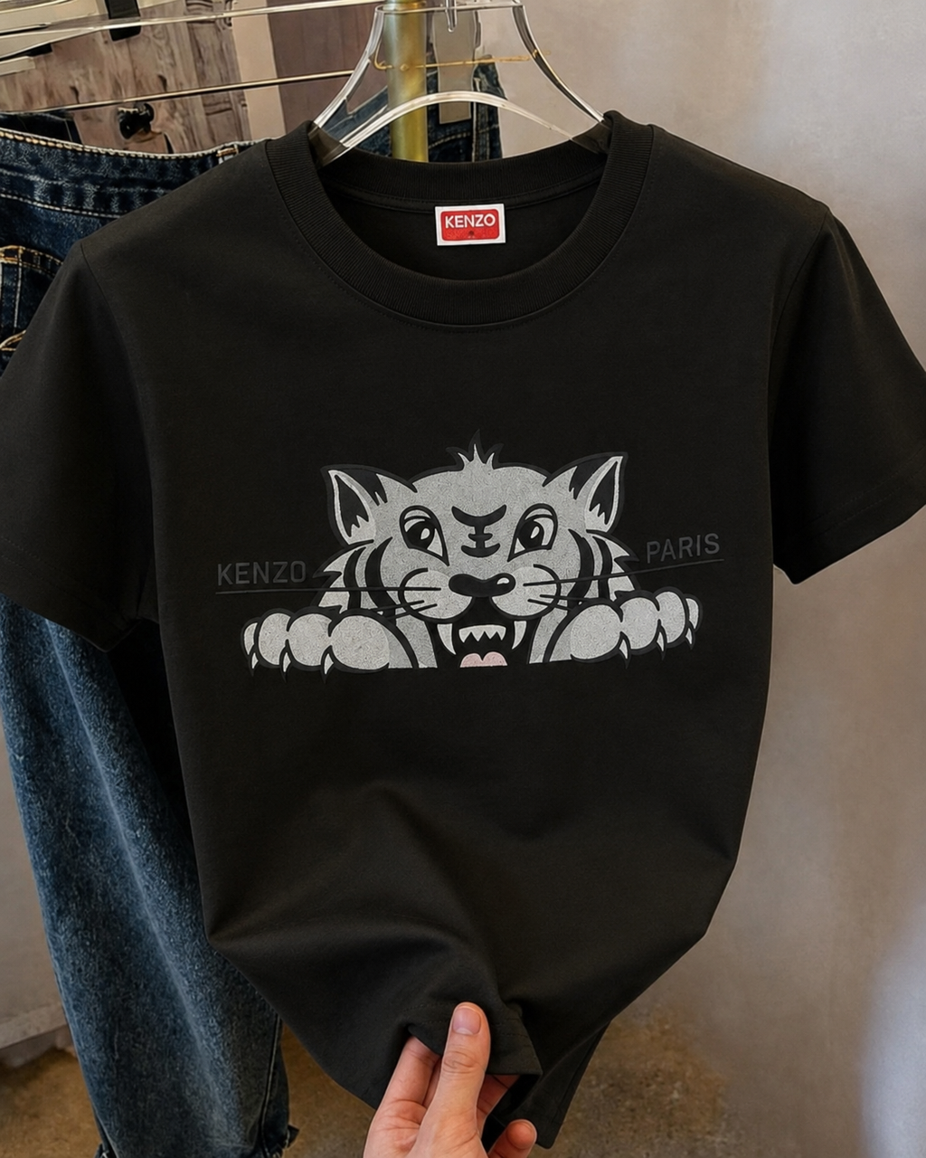 Women Kenzo Black Tiger Tshirt