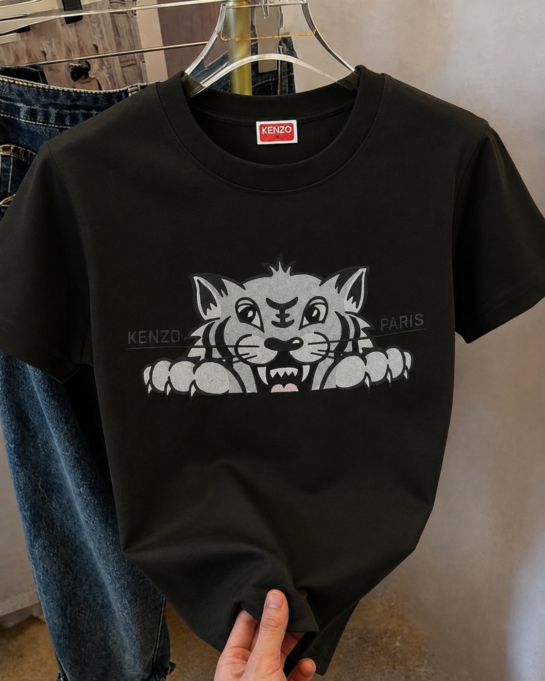 Women Kenzo Black Tiger Tshirt