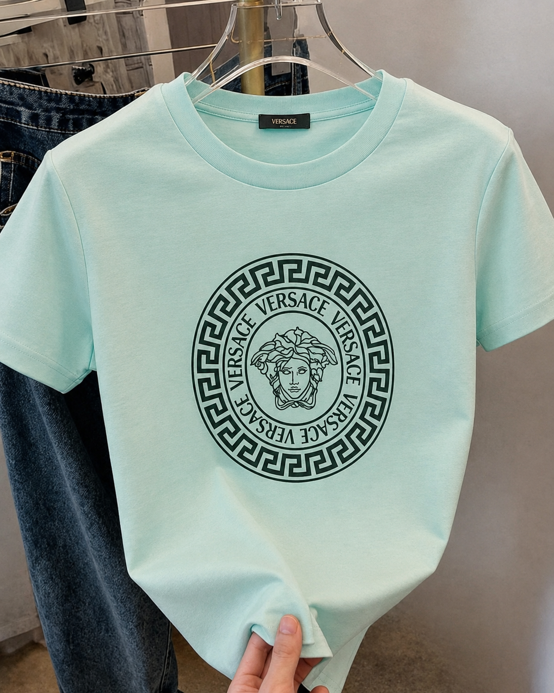 Women Versace aqua green