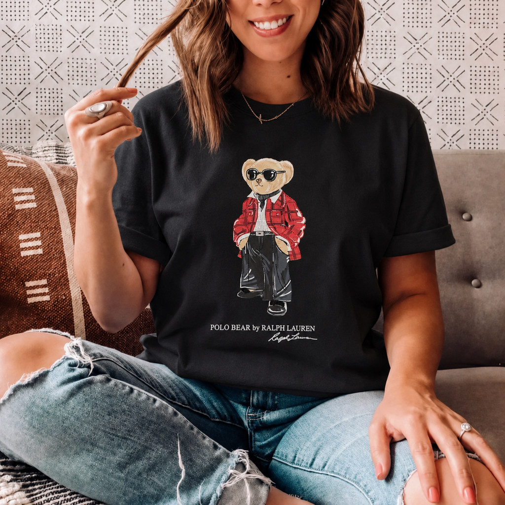 Women TEDDY BEAR T-SHIRT BLACK