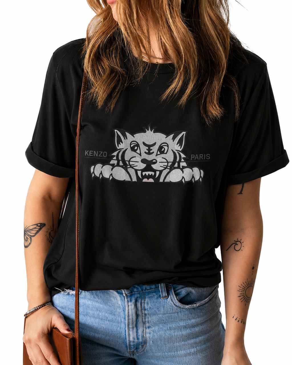 Women Kenzo Black Tiger Tshirt