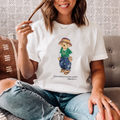 Women TEDDY BEAR T-SHIRT WHITE GREEN CAP