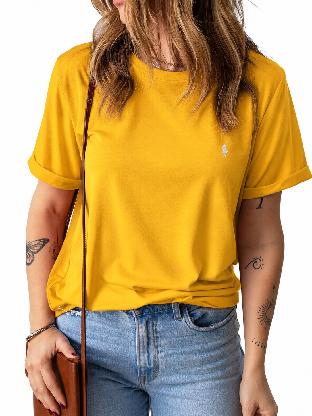Women ABD Mustard Yellow pony tshirt