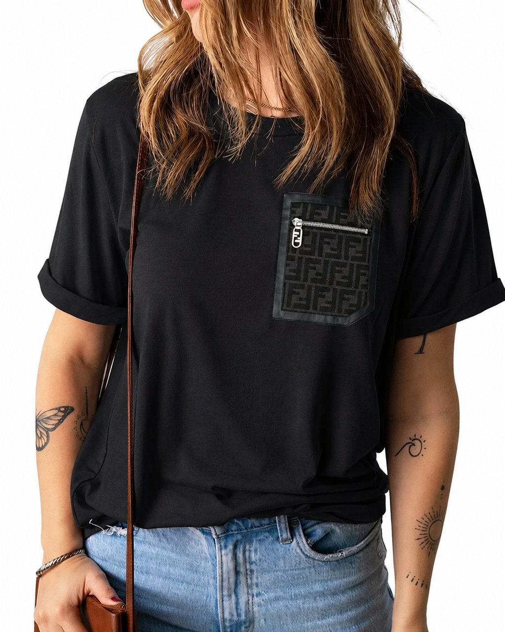 Women Fendi Pocket T-shirt Black