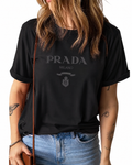 Women Prada Black Tshirt (Black print)