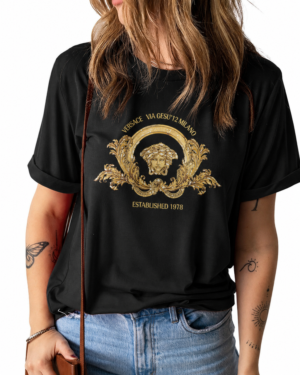 Women Versace Black Medusa Gold