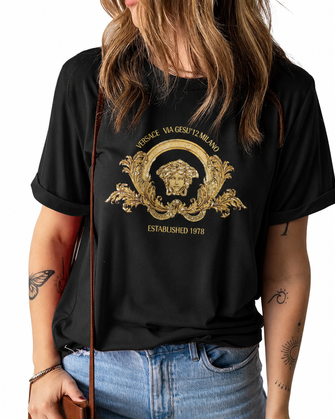 Women Versace Black Medusa Gold