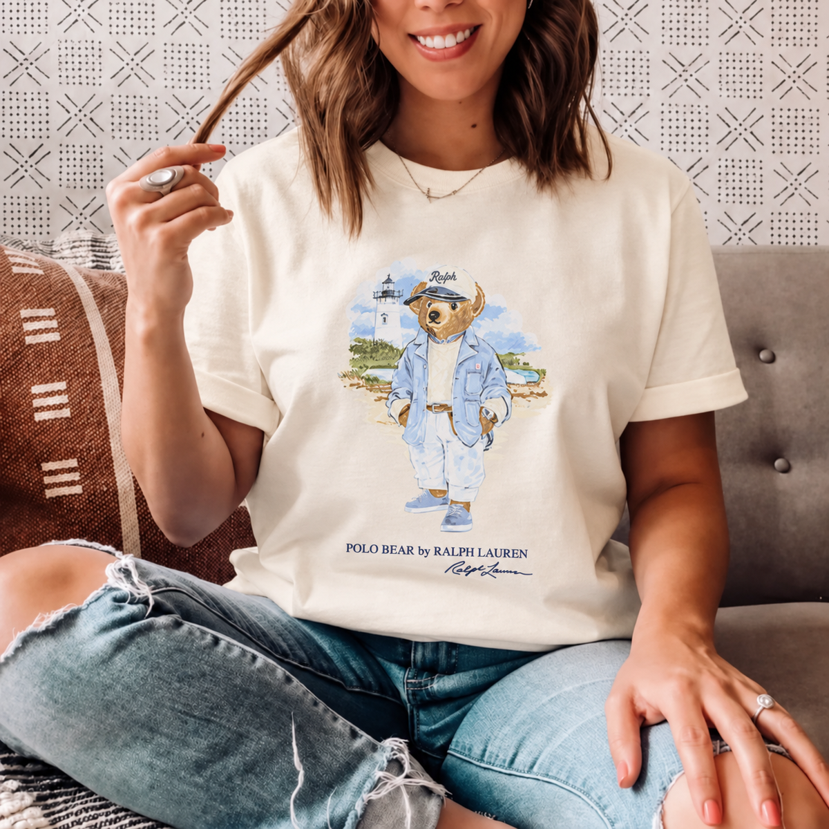 Women Ralph Lauren Cream T-Shirt