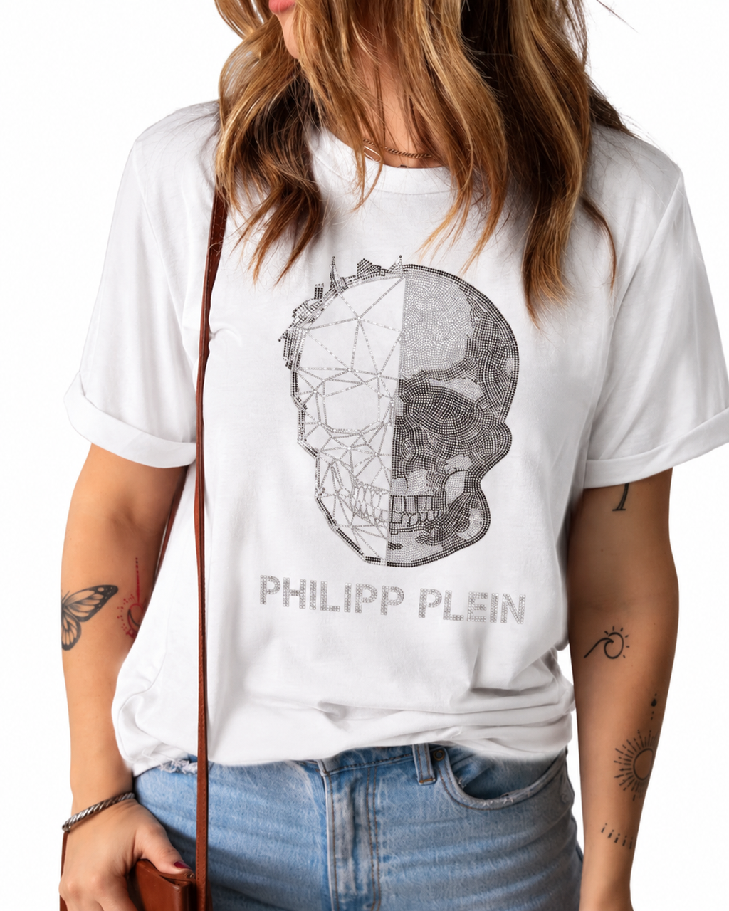 Women PP skull Tshirt White (Supima Cotton)