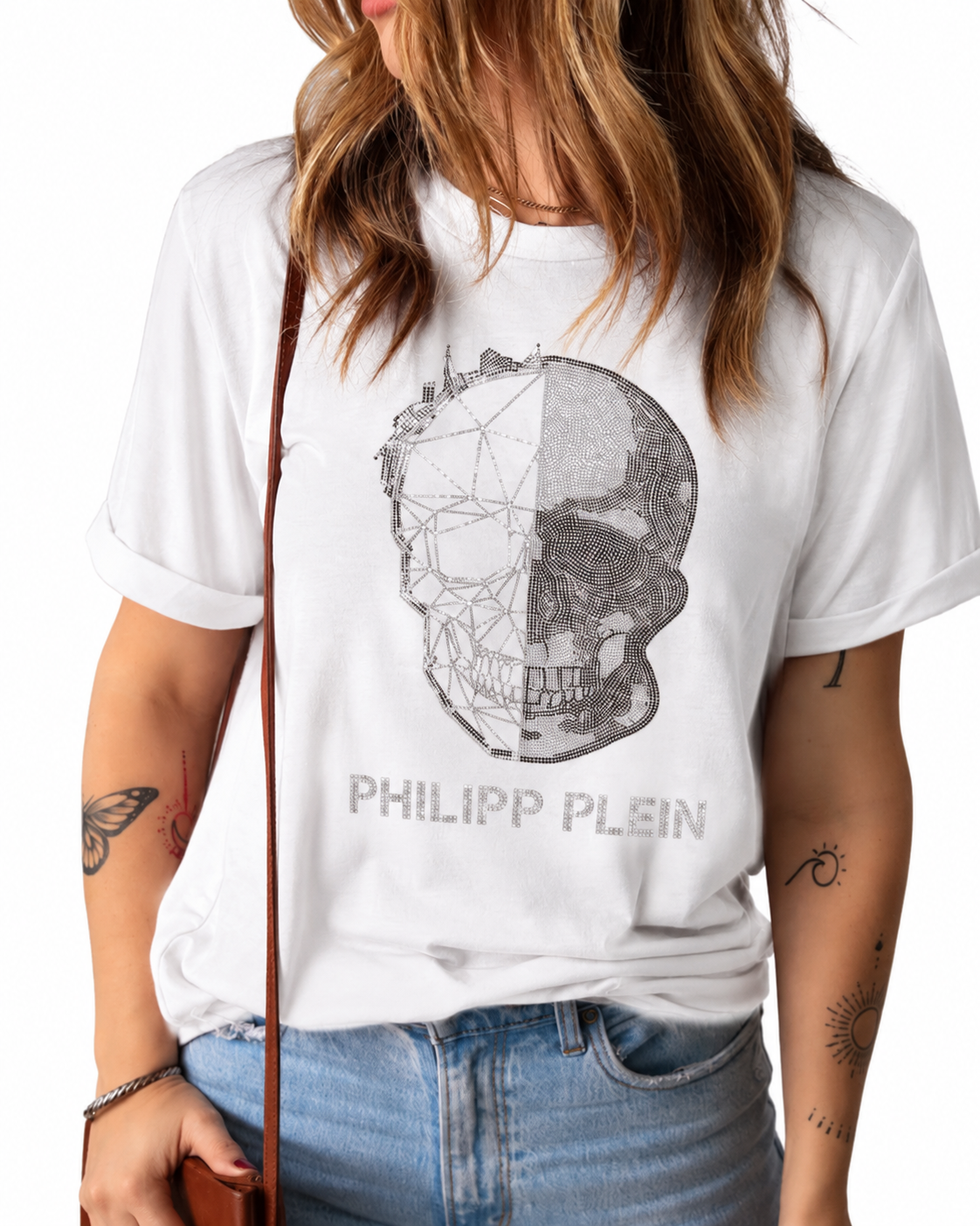 Women PP skull Tshirt White (Supima Cotton)