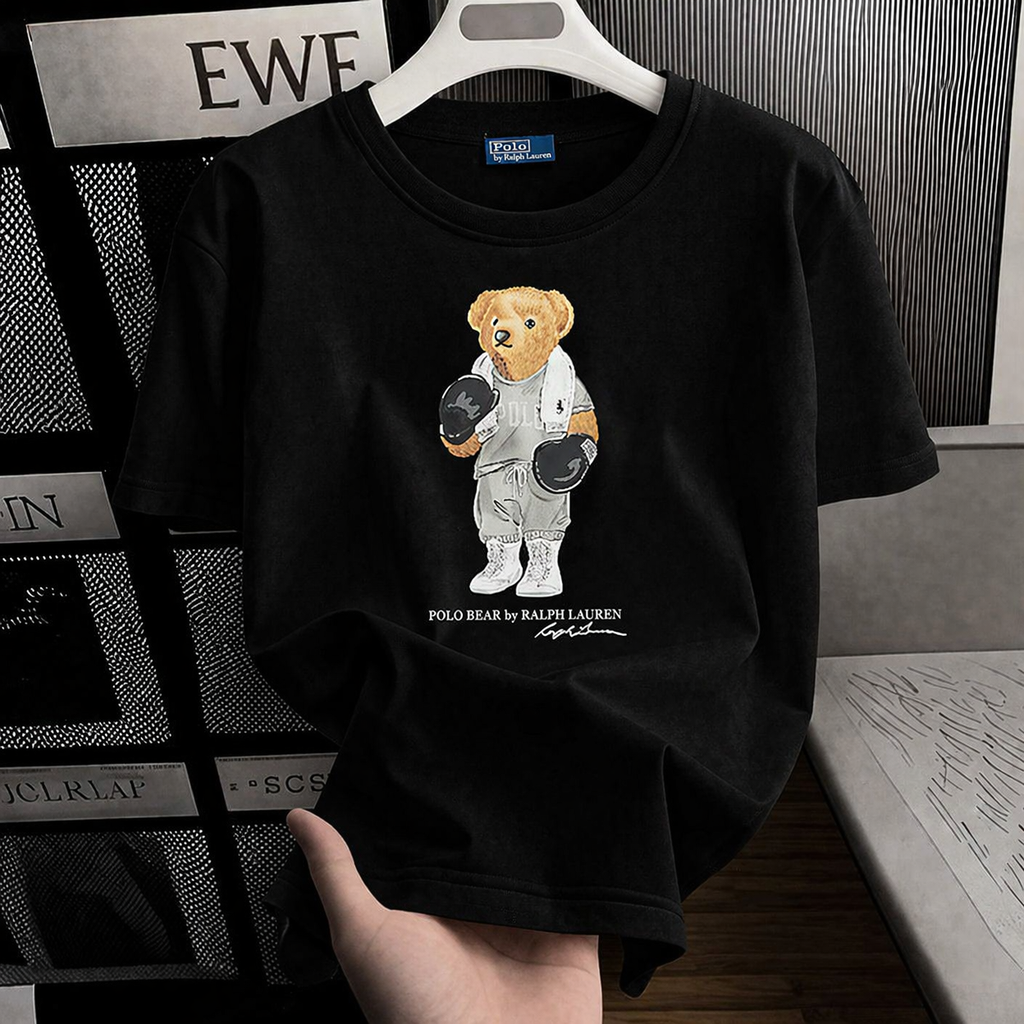 Women TEDDY BEAR T-SHIRT BLACK GYM