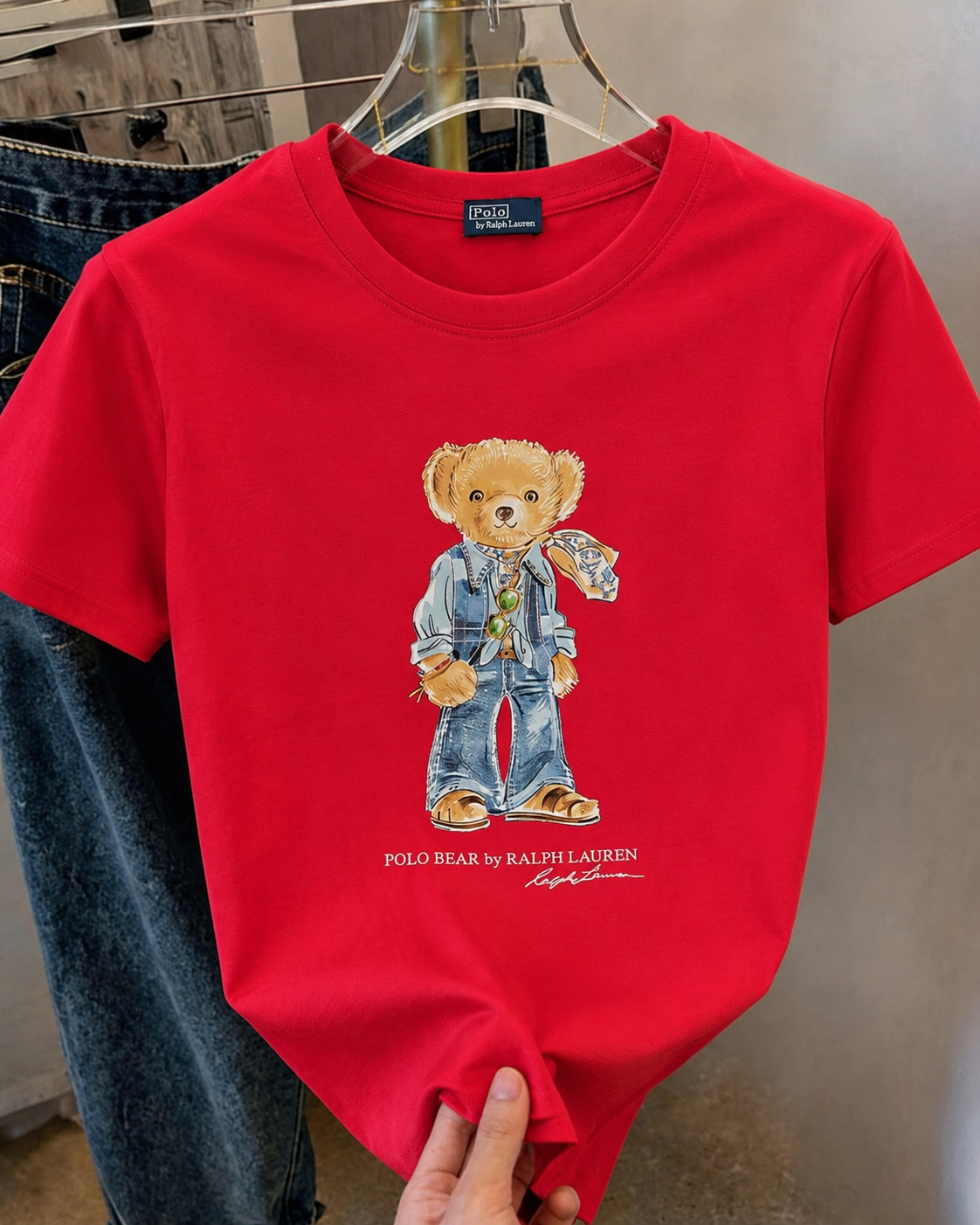 Women TEDDY BEAR T-SHIRT Tomato Red