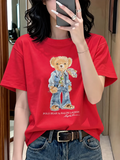 Women TEDDY BEAR T-SHIRT Tomato Red