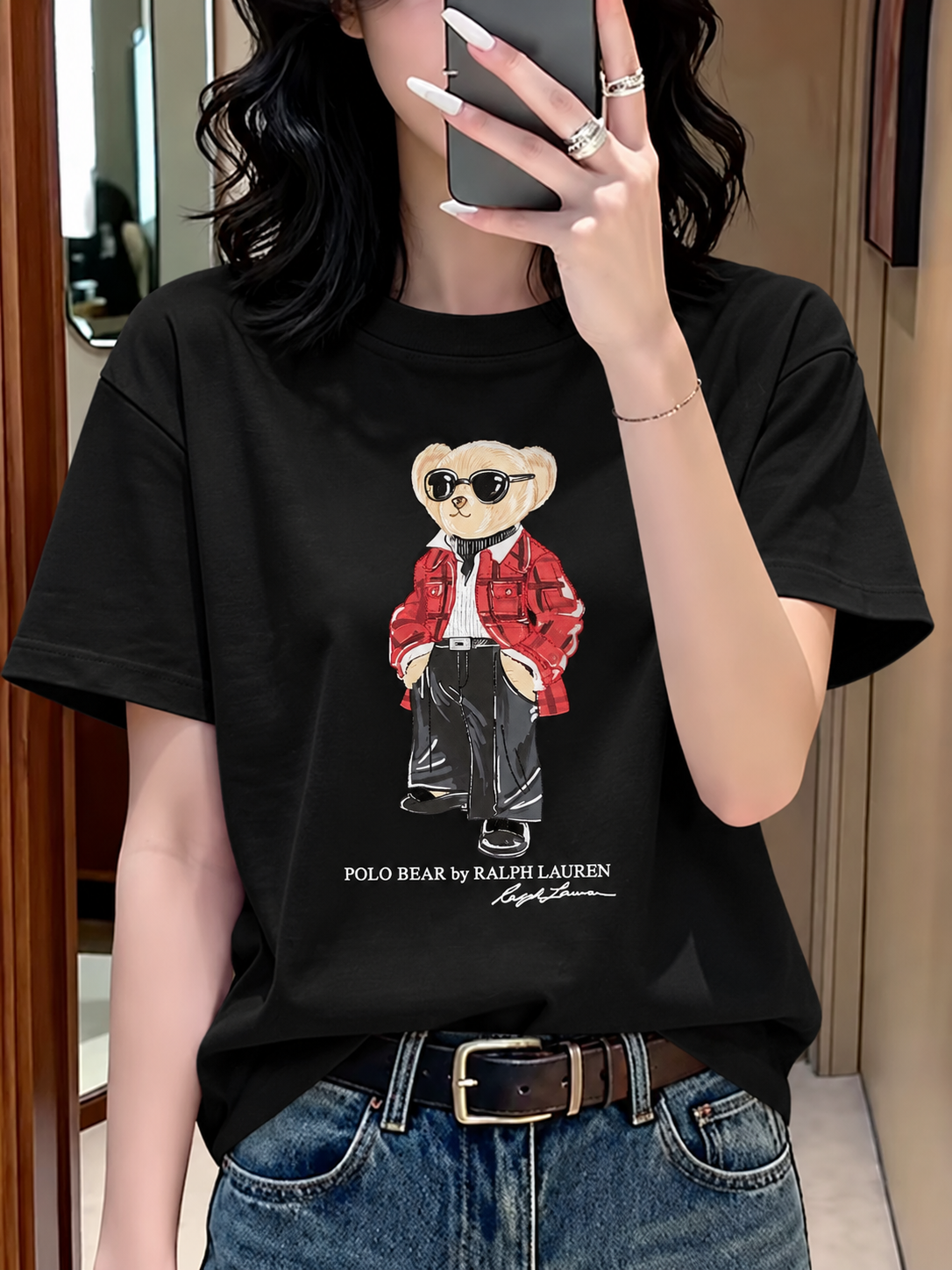 Women TEDDY BEAR T-SHIRT BLACK