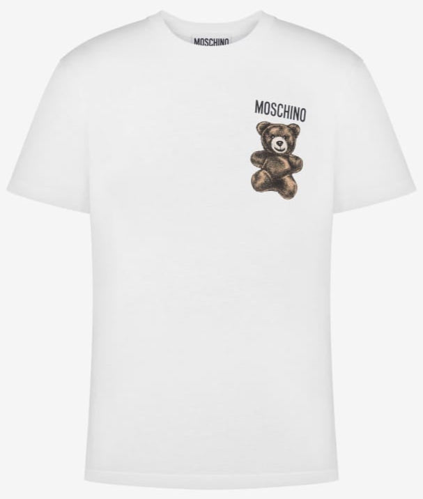 Women Moschino White Small Teddy Brown Tshirt