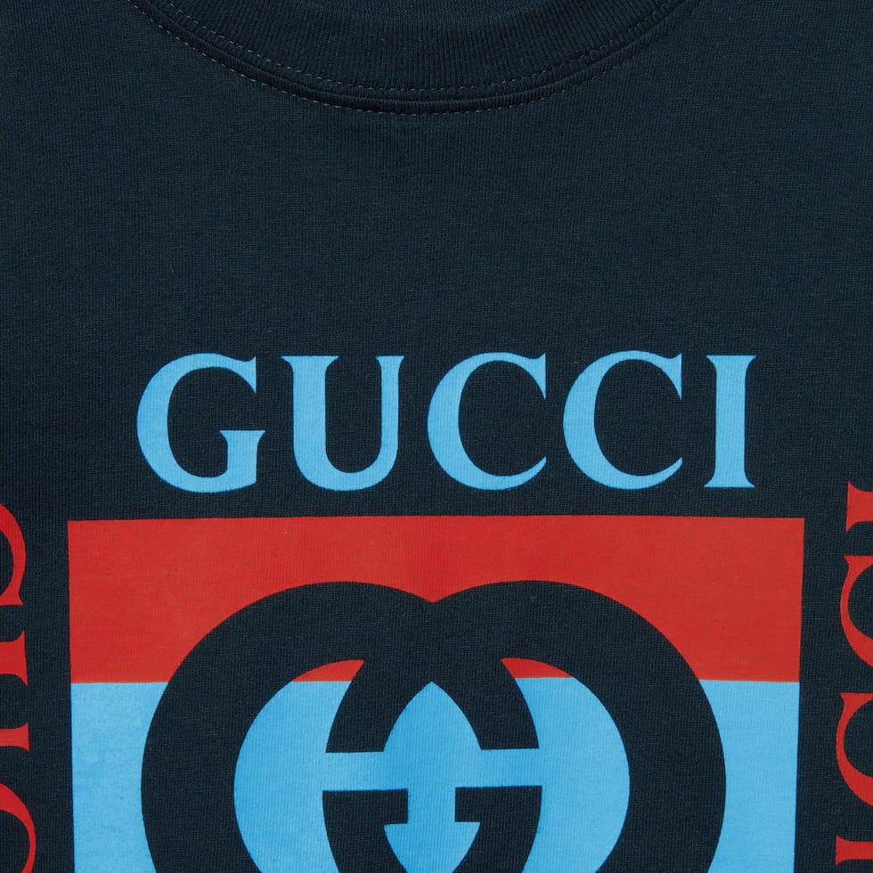 Women Gucci Box Navy Tshirt