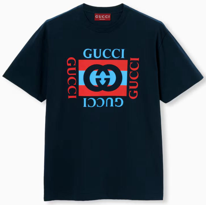 Women Gucci Box Navy Tshirt