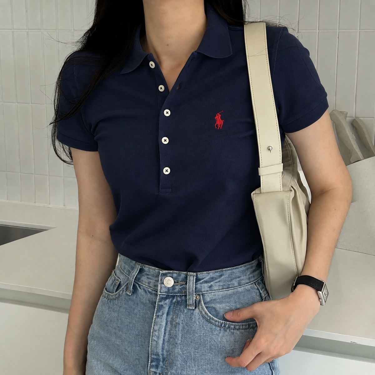 Women Navy Polo T-Shirts